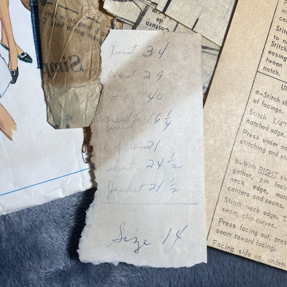 Vntg 1966 Simplicity Pattern 6891 Size 14 Cut Jacket Blouse Skirt Fashion READ - Picture 3 of 5